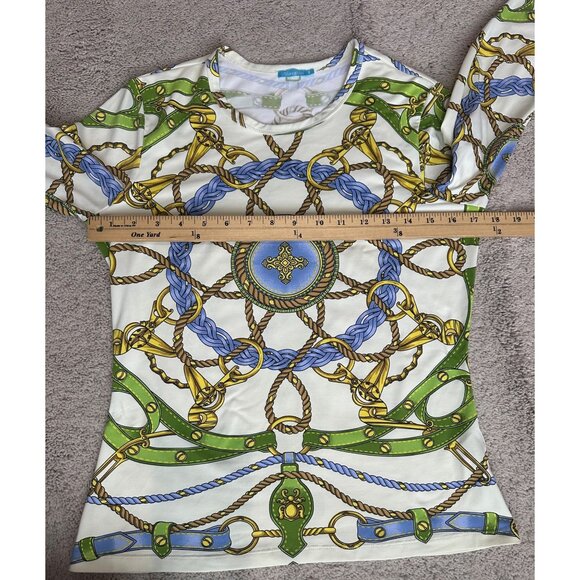 J.McLaughlin Top Size Small Catalina Chain Rope Print 3/4 Sleeve - Picture 6 of 11